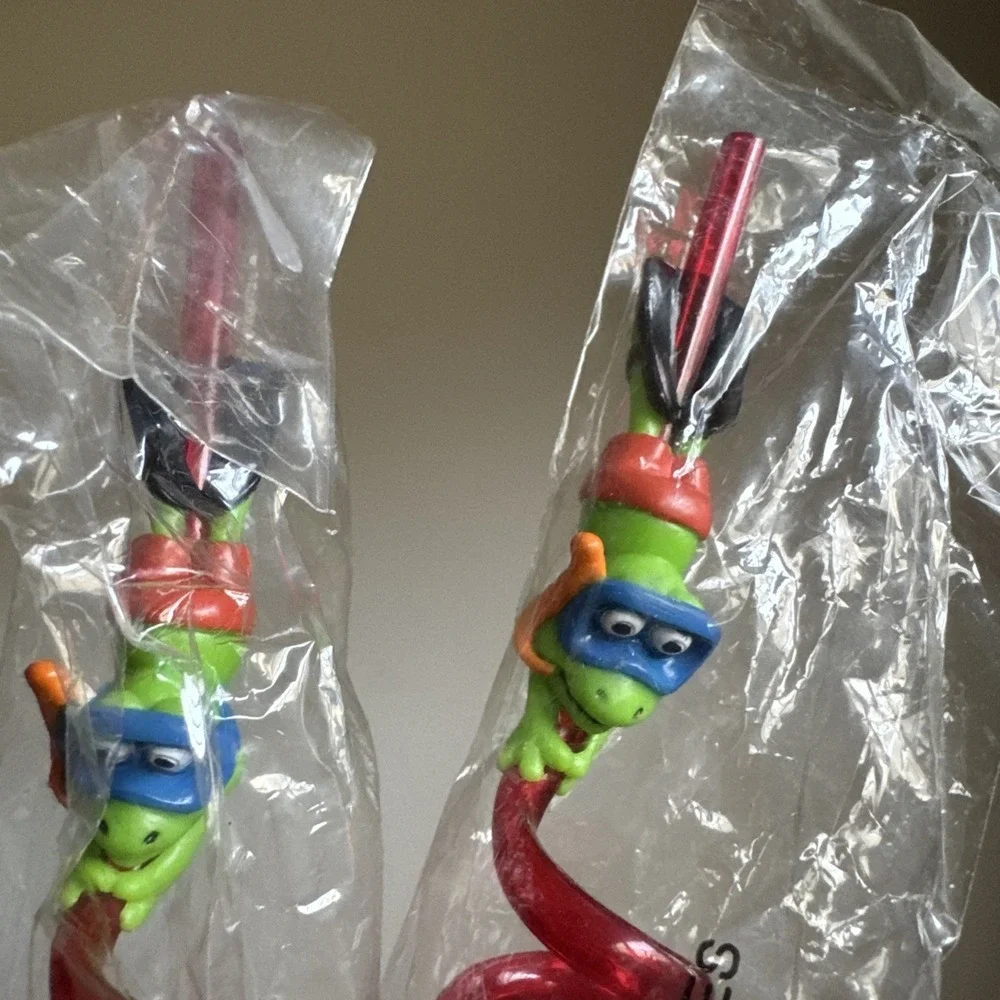 Vintage Lot Of 5 Frog Twirly Straws 4 New And 1 Open Box Birthday Party Fun